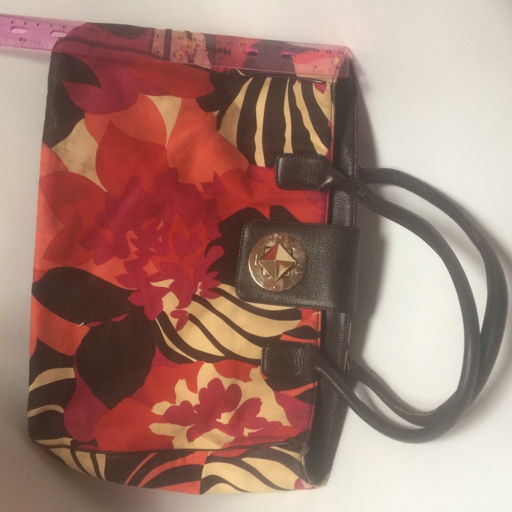 Floral Kate Spade Bucket Bag w Leather & Gold